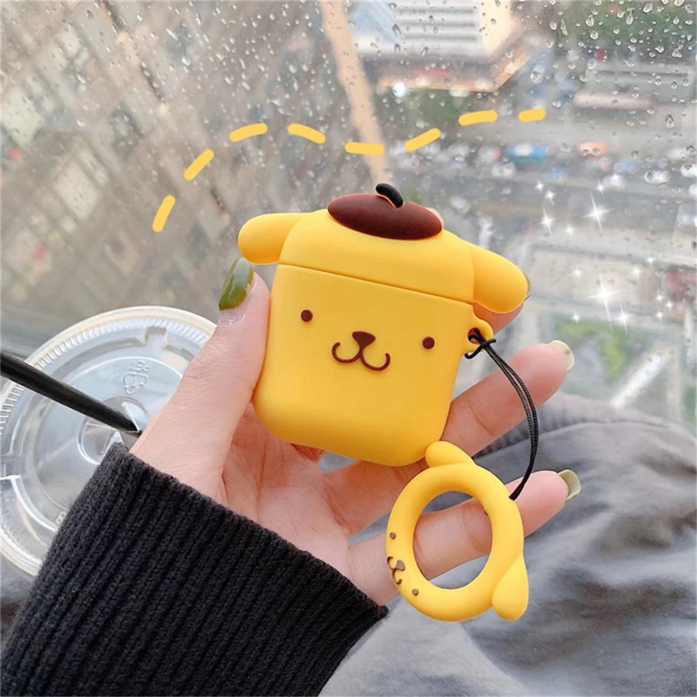 Чехол для AirPods с милым мультяшным пудингом и собачкой, чехол для наушников s для Airpods 2 Lovely Purin Puppy, защитный чехол с кольцом на палец