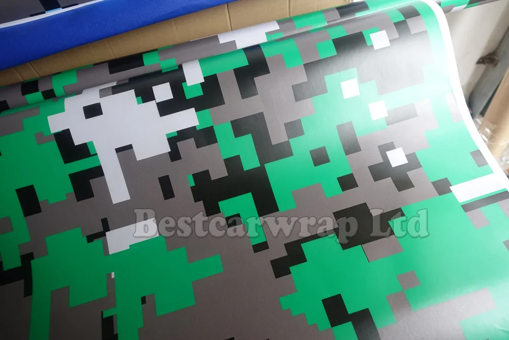 Bright Green Digital Camouflage Full-Body Car Wrap Skin with air release covering Pixel camo For truck &amp boat covers 1.52x30m |