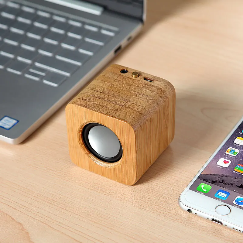 Мини Bluetooth Колонка Techase Bamboo проводная + беспроводная Портативная колонка с