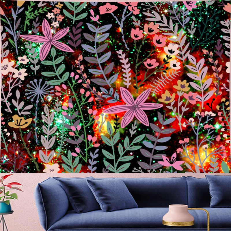 

Pastoralism colorful macrame psychedelic tapestry wall hanging Nordic style 3D Petal rain Flower Wall cloth Home Decor