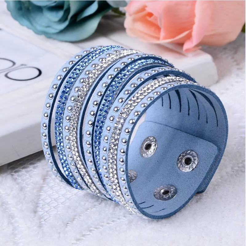 New fashion leather bracelet cufflinks crystal women's LSL084 | Украшения и аксессуары