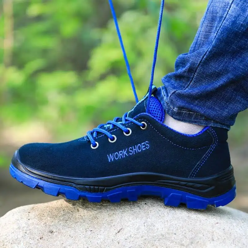 Steel Toe Safety Shoes Men Breathable Mesh Industrial &amp Construction Puncture Proof Work Protective Foot wear electrician | Обувь