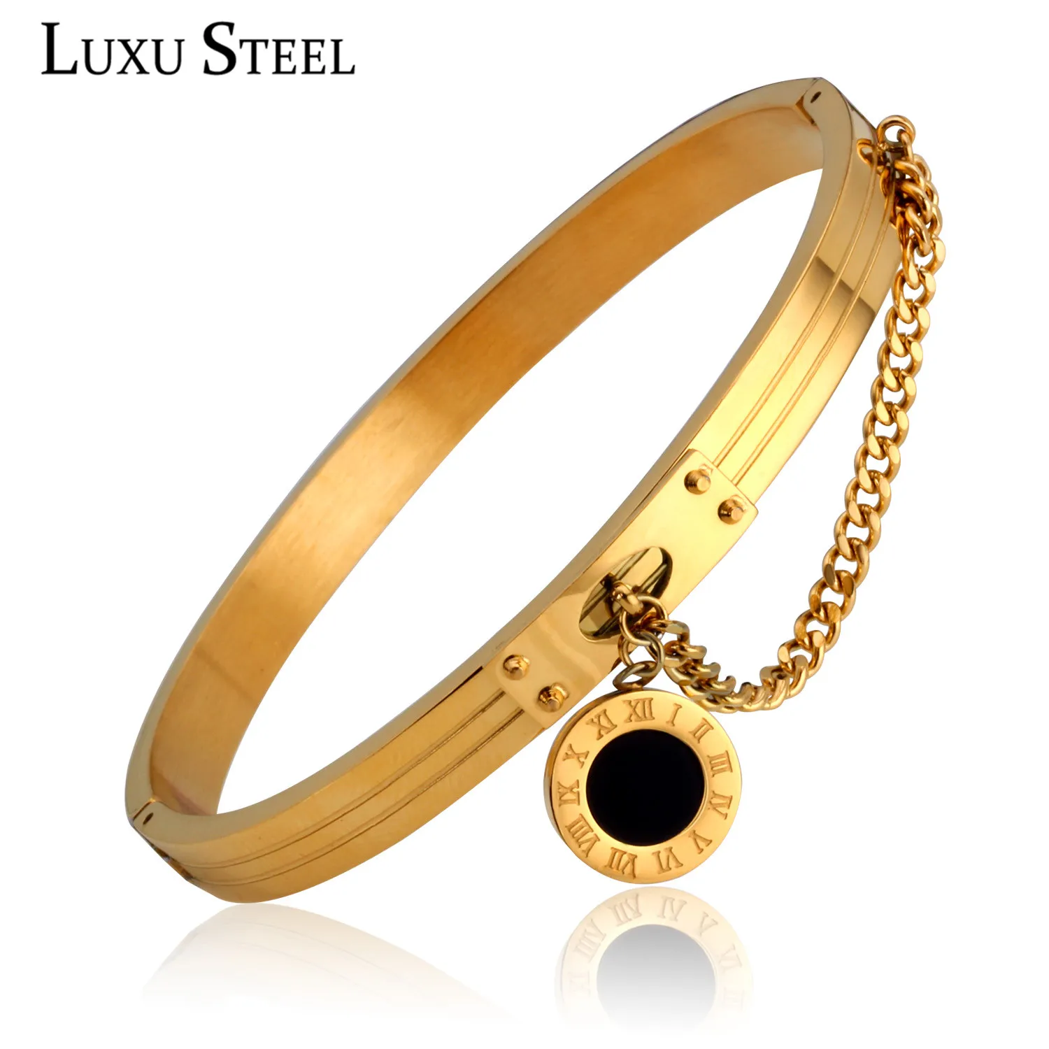 LUXUSTEEL женский свадебный браслет римская цифра цепочка из нержавеющей стали