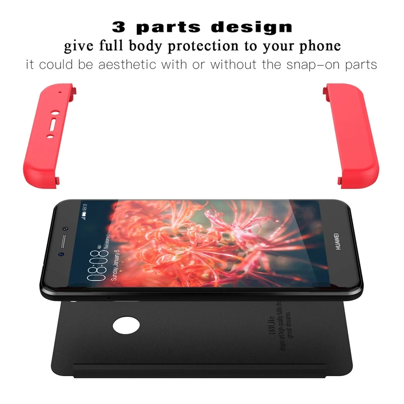 Yokata 360 ALL Body Hard PC Case For Huawei P8 Lite2017 Fitted Ultra Thin 3in1 Design Coque Cases |