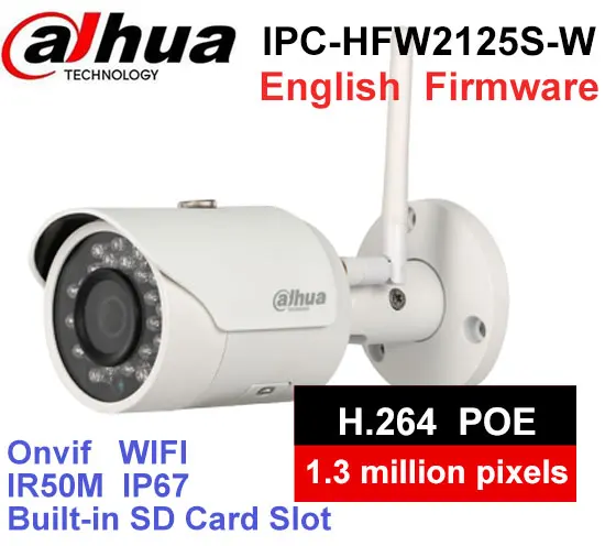 Dahua IPC HFW2125S W 1.3MP IP Камера IR50M IP67 встроенный WI FI SD слот для карты сетевого открытый