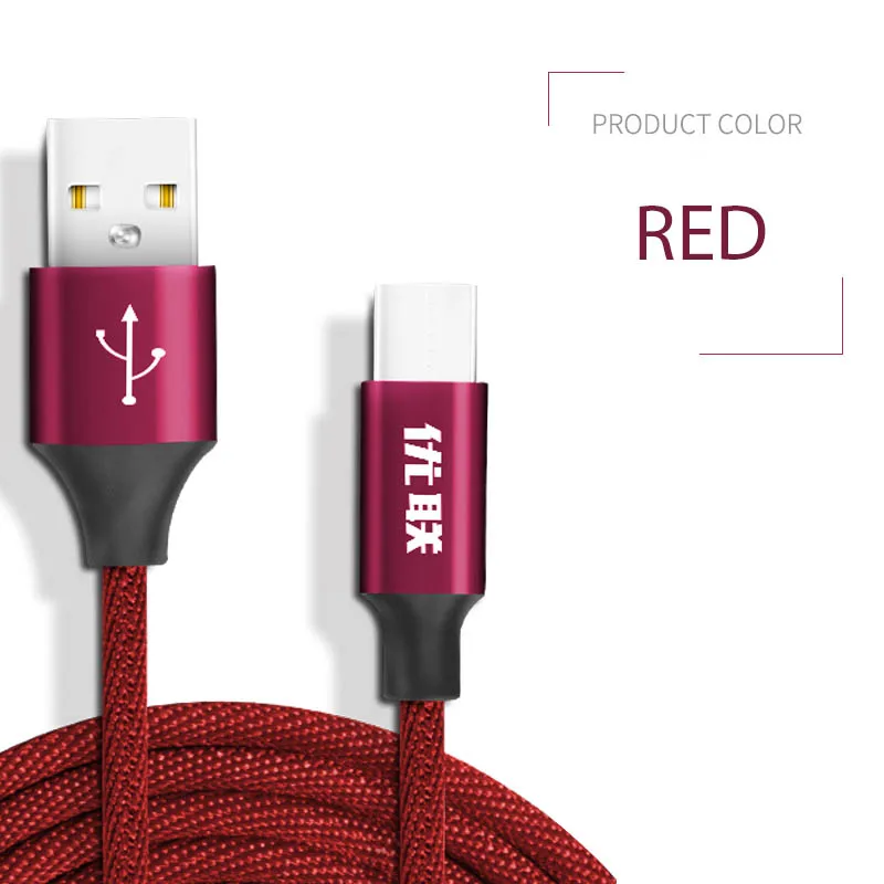 Red Unnlink USB C 3,1 type C кабель USB 2.4A Быстрая зарядка и передача данных кабель в хлопковой оплетке для samsung Galaxy S9 Xiaomi Mi6 - Цвет: Red