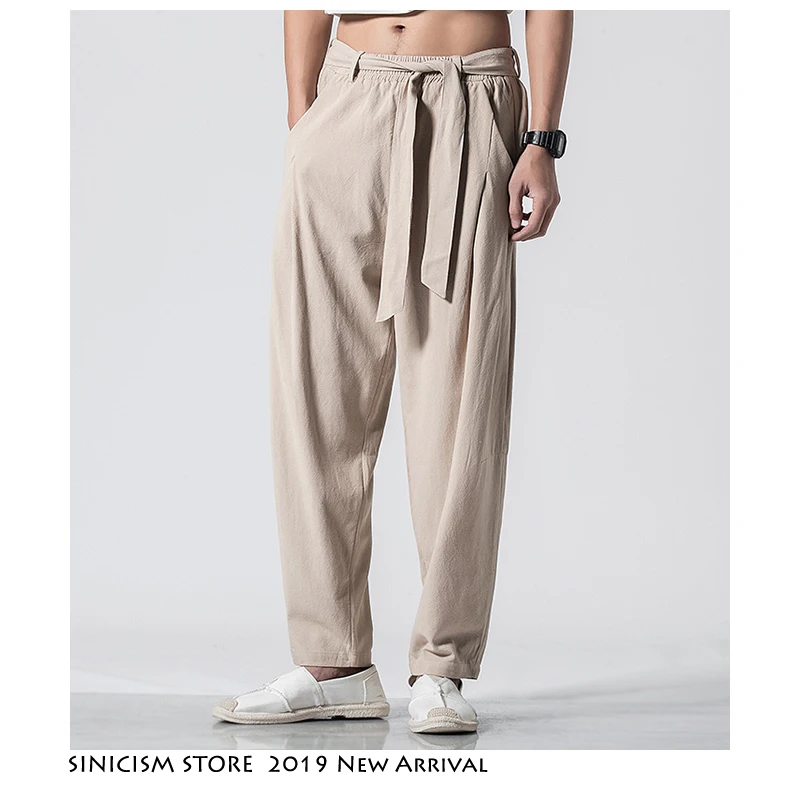 Мужские брюки джоггеры в стиле хип хоп китайские свободные винтажные из хлопка и