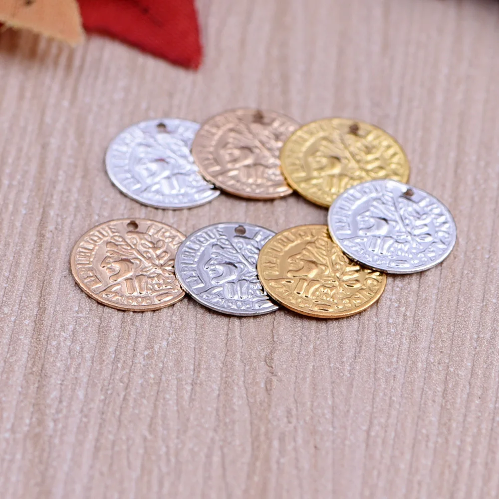 LEENAHAR 20pcs/лот Позолоченные посеребренные 10 мм медные монеты Подвески Медная