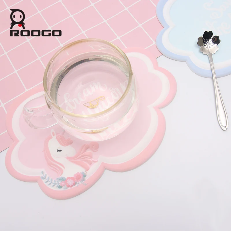 ROOGO креативный ПВХ коврик для чашки с облаками современный мультяшный напитков