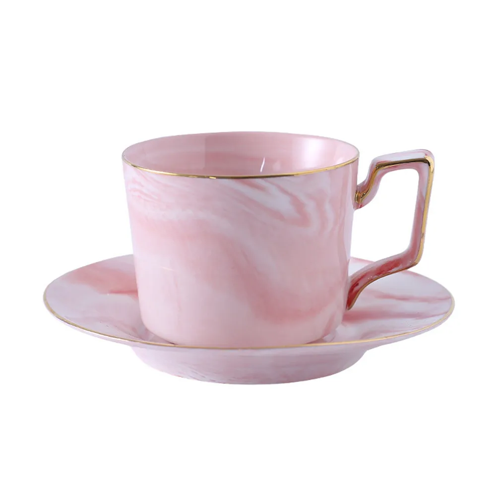 Marbled Ceramic Tea Cup and Saucer Set Scandinavian Coffee Suit Handpainted Gold Rim Couple Milk Mug | Дом и сад