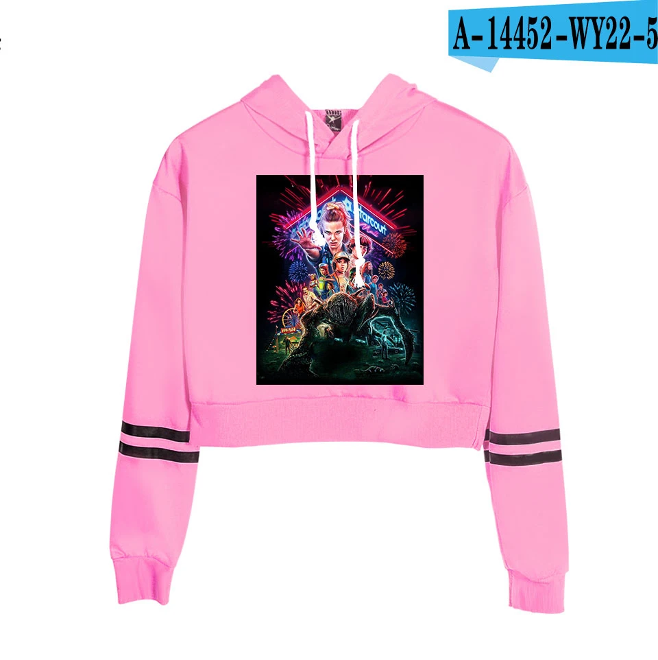 pink Новые вещи модные с длинным рукавом укороченные толстовки женские с капюшоном пуловеры кроп Топы Новое поступление, горячая Распродажа уличная одежда - Цвет: pink