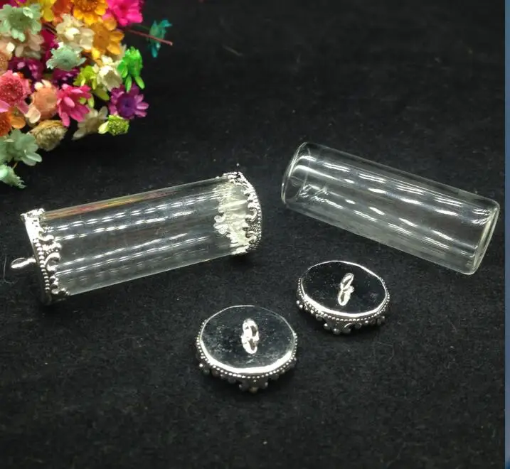 

100sets/lot 40*15mm open glass tube findings no filler glass bottle glass vail pendant fashion DIY jewelry necklace accessory