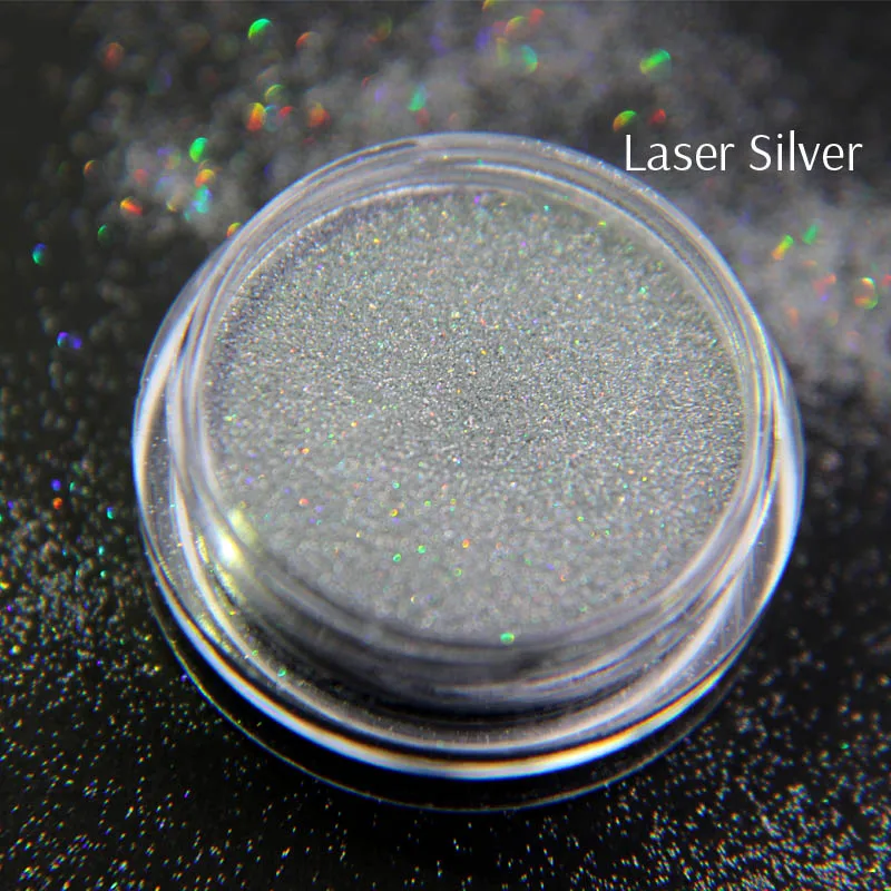 Laser Silver 3ml 0,05 мм лазерные серебряные блестки для ногтей голографические Блестки для ногтей голограмма Блестки для ногтей лазерные блестки для пыли 3 мл - Цвет: Laser Silver 3ml