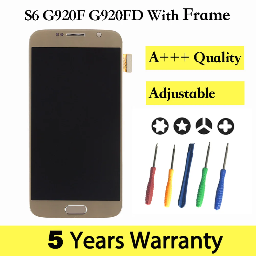 ЖК дисплей для мобильного телефона samsung S6 Экран G920F G920 с рамкой Сенсорный экран