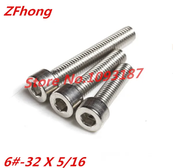 

100PCS Stainless Steel A2 6#-32*5/16 Hexagon Hex Socket Head Cap Screw