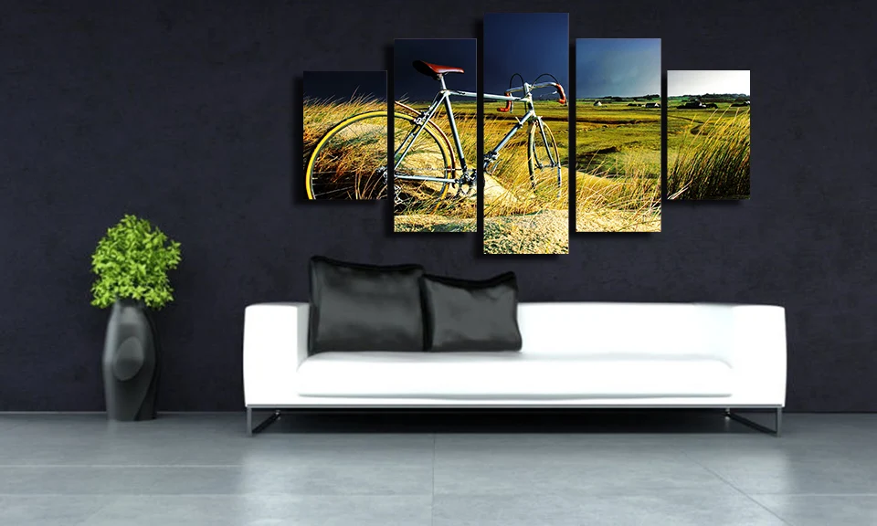 Винтажная Краска на холсте с изображением велосипеда в шторме  Дом и