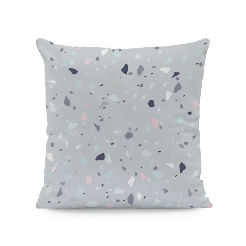 Fashion Literary Terrazzo Hug Pillow Stone Shard Stitching Pattern Comfortable Cushion Cover 45Cm Peach Skin Decorative Bedroom