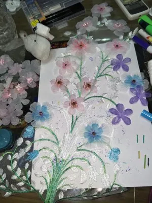 100 шт. белый розовый DIY ручной работы 3D цветок кружева патч свадебное платье ингредиенты Pyrographic Евгений пряжи Головные уборы материалы M0230