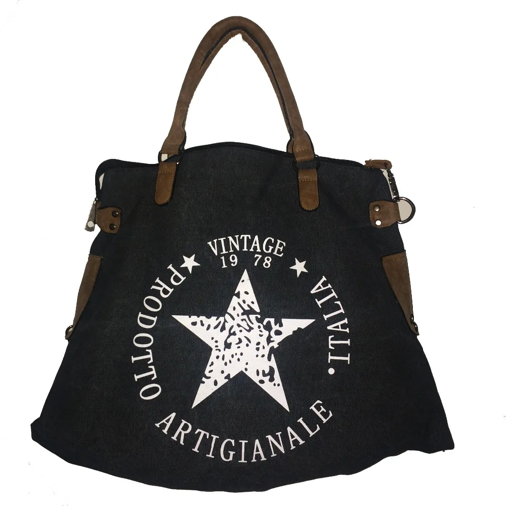 Women's Multifunctional Travel Shoulder Bag Canvas Beach Vintage Tote Handbag School Letter Printed sac a main |