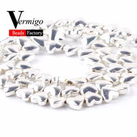 natural stone silver plated heart hematite spacer loose beads for needlework jewelry making diy bracelet 15