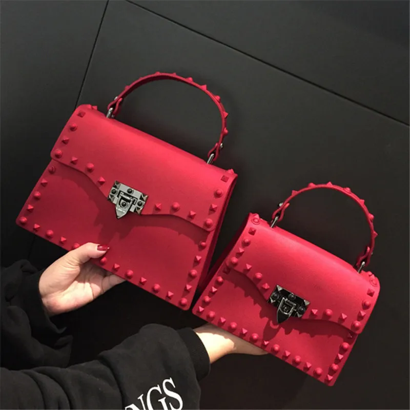 

Women Messenger Bags Luxury Handbags Fashion Rivet Women Bags Designer Jelly Shoulder Bag Females PU Leather Crossbody Bag Sac