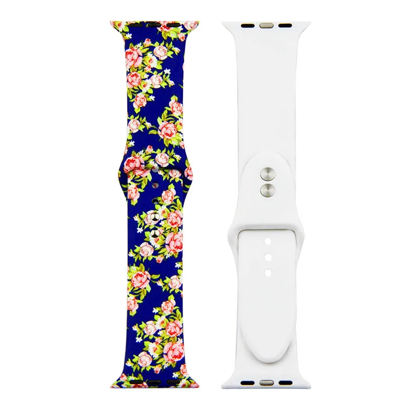 Мягкий силиконовый ремешок для Apple Watch band4 44/40 мм с печатью резиновый наручных