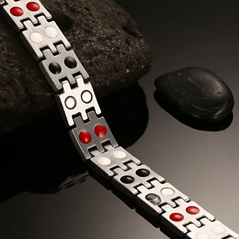 Магнитный мужской браслет Vinterly из нержавеющей стали золотого цвета с эффектом