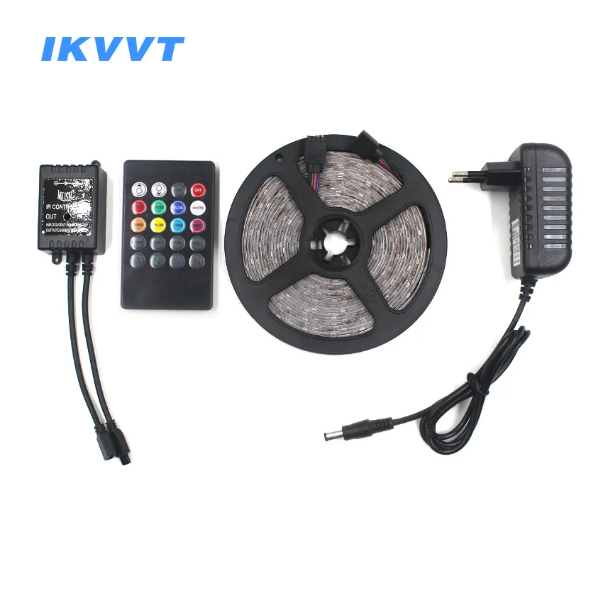 IKVVT RGB Светодиодная лента 5 м 10 15 SMD 2835 Диодная Лента светодиодная с 24 клавишным