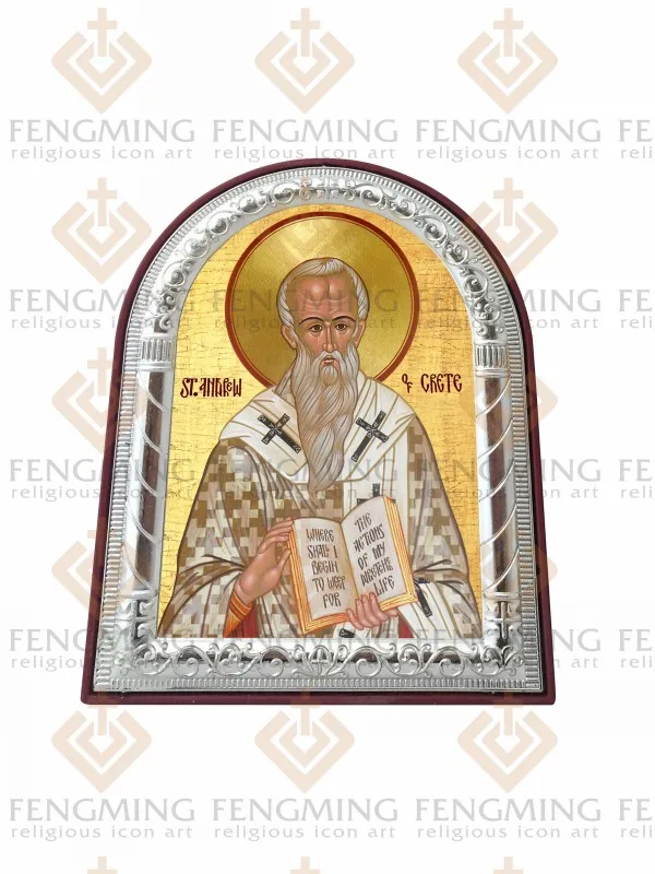 Русская ортодоксальная греческая икона святость Эндрюс на Крите Посеребренная