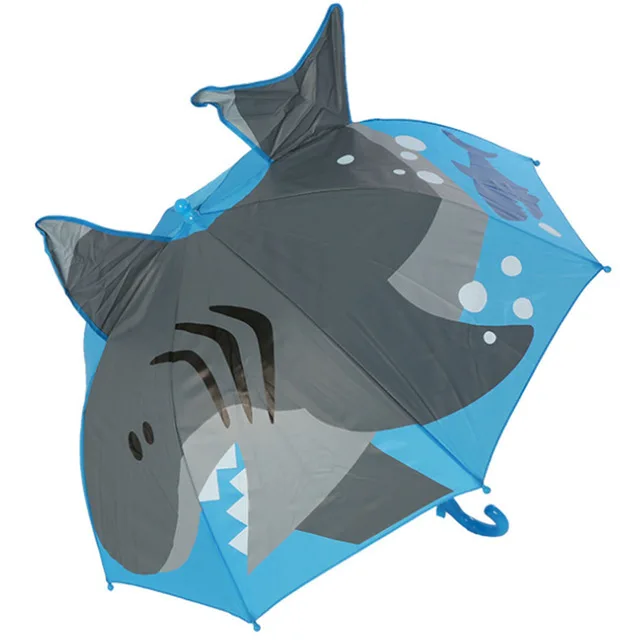 Big shark Детский зонтик с 3D ушками для девочек и мальчиков, милый мультяшный детский зонтик, креативный зонтик с длинной ручкой в виде животного, школьный подарок на день рождения - Цвет: Big shark