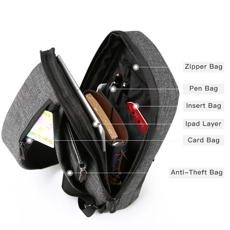 FGGS-Kingsons Men Chest Bag Single Shoulder Back pack Men's Crossbody Bags Casual Messenger Small For Travel | Багаж и сумки