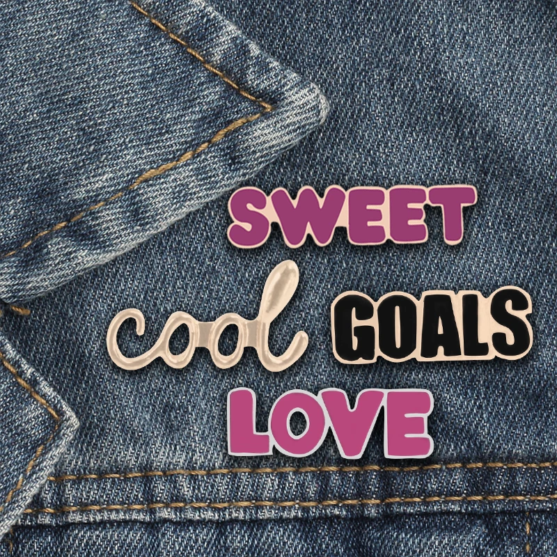 Модные броши с надписью Love Cool Goal простая металлическая пряжка эмалированные