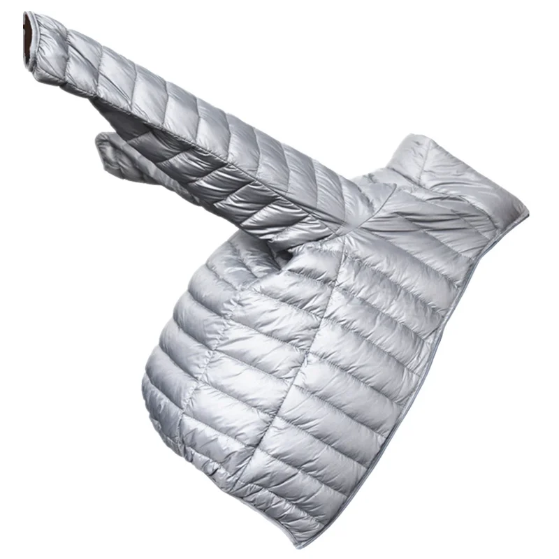 Осенняя бутика модные однотонные мужские пуховики с капюшоном и белыми утиными