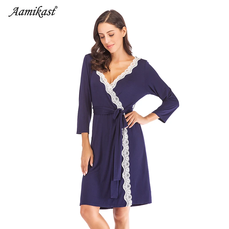 

Aamikast Sexy Bathrobe Women 2019 Nightdress New Autumn Winter Lace Nightgown Set Sleepwear Pajamas Pijama Feminino Pyjama