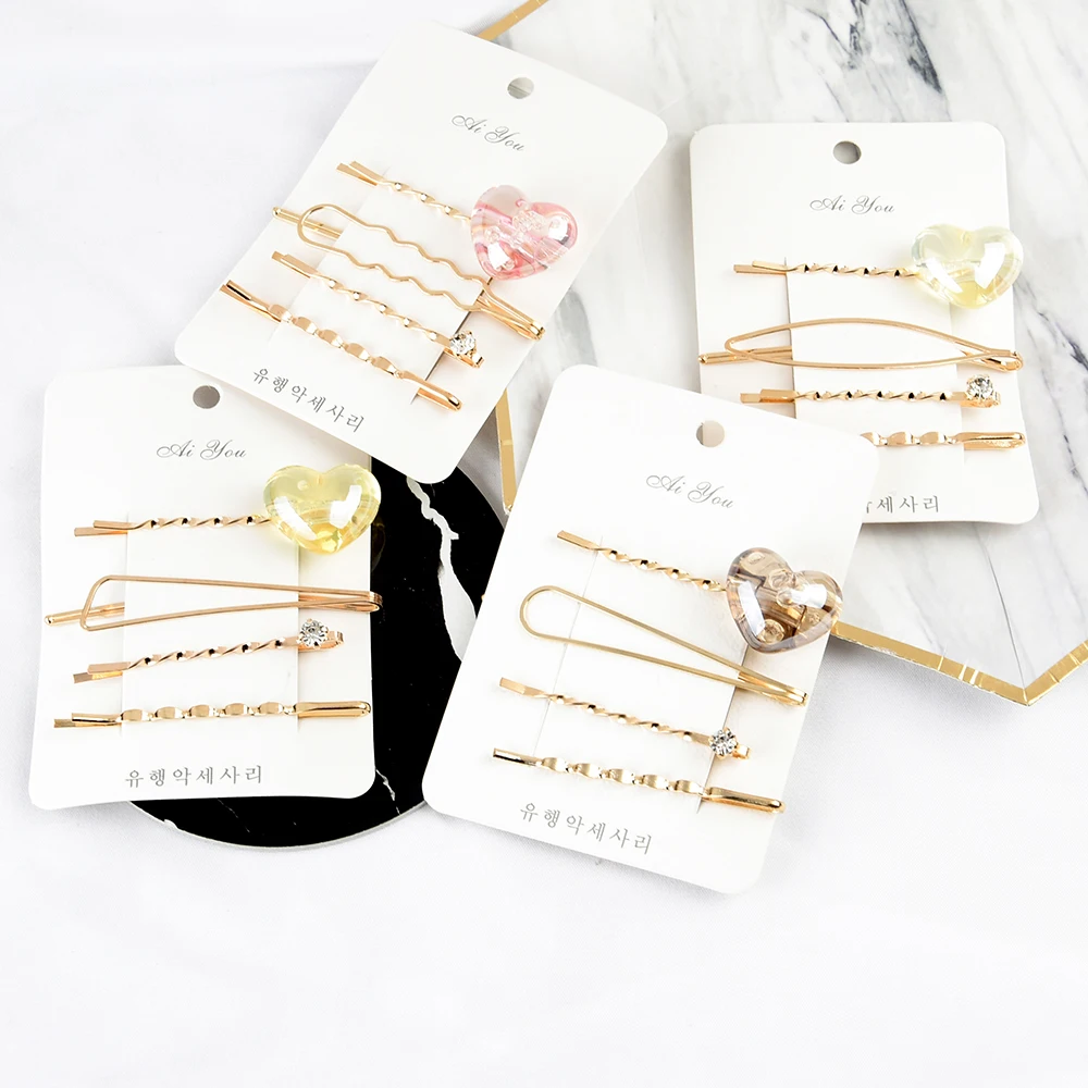 4 шт./компл. модная модель в стиле любящее сердце кубический циркон заколка для