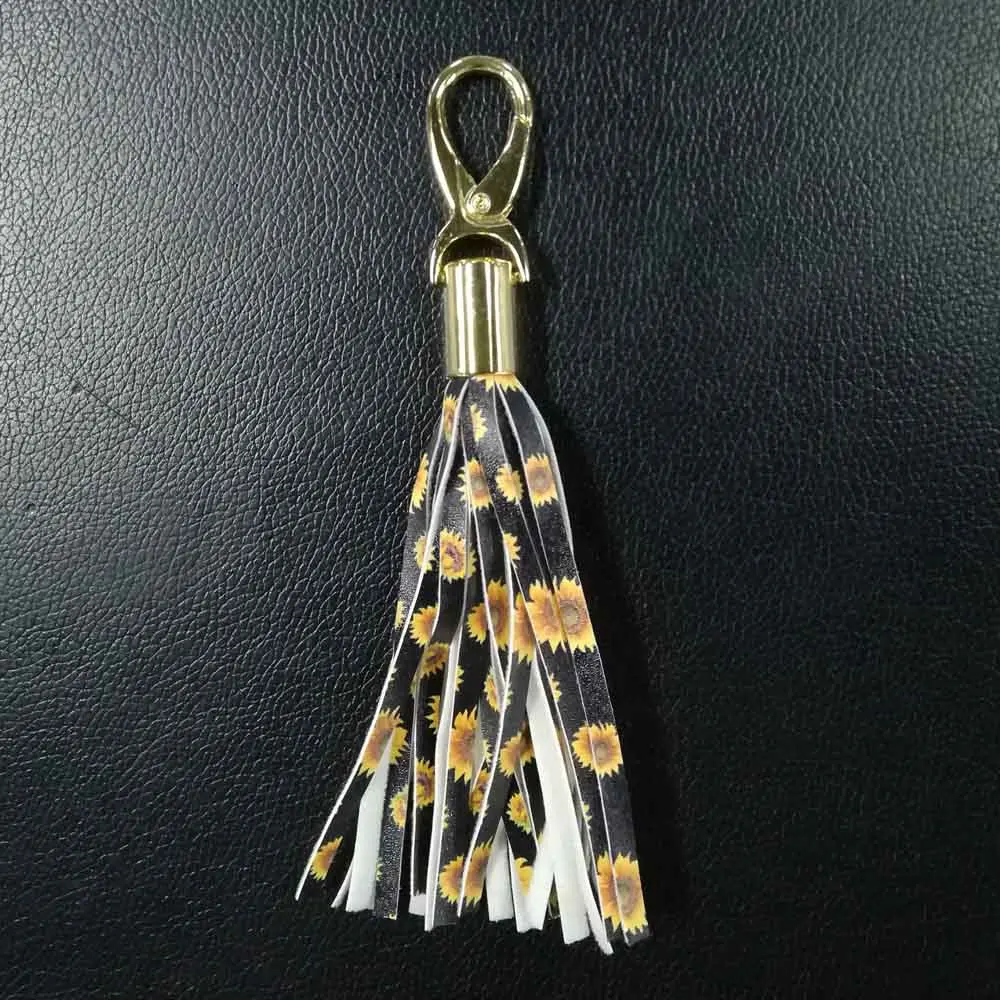 

Cacus Leather Bag Tassel Clip Wholesale Blanks Printed Leopard Keychain Fob With Hook 4colors Bag Charm Gift DOM1061256