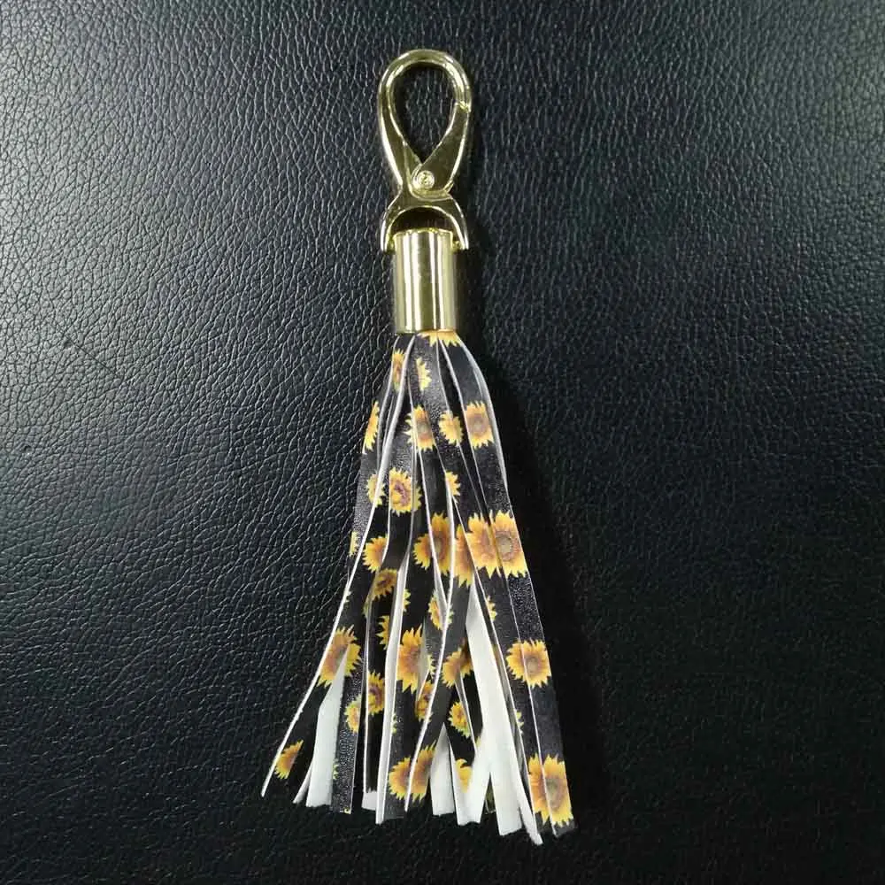 Cacus Leather Bag Tassel Clip Wholesale Blanks Printed Leopard Keychain Fob With Hook 4colors Charm Gift DOM1061256 | Багаж и сумки
