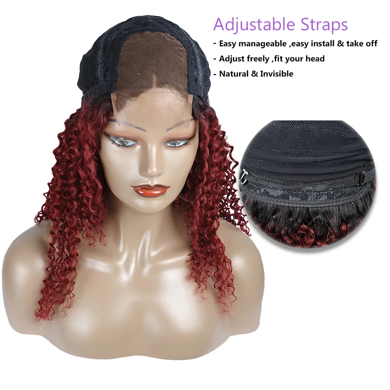 Shiningstar Ombre 1B 99J бордовые человеческие волосы парик красные перуанские вьющиеся