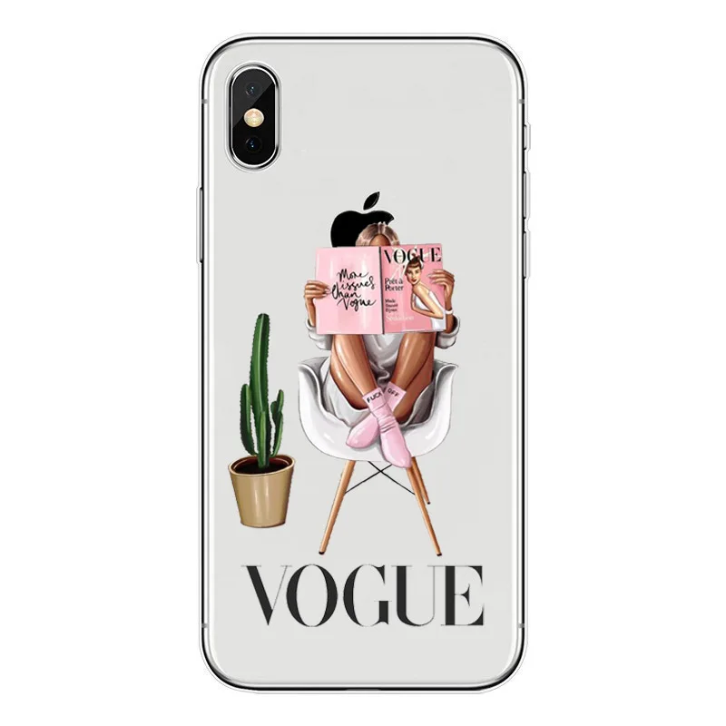TPU Модный мягкий чехол из ТПУ для iPhone X 10 XS MAX XR 8 7 6 6s Plus, силиконовый прозрачный женский чехол - Цвет: TPU