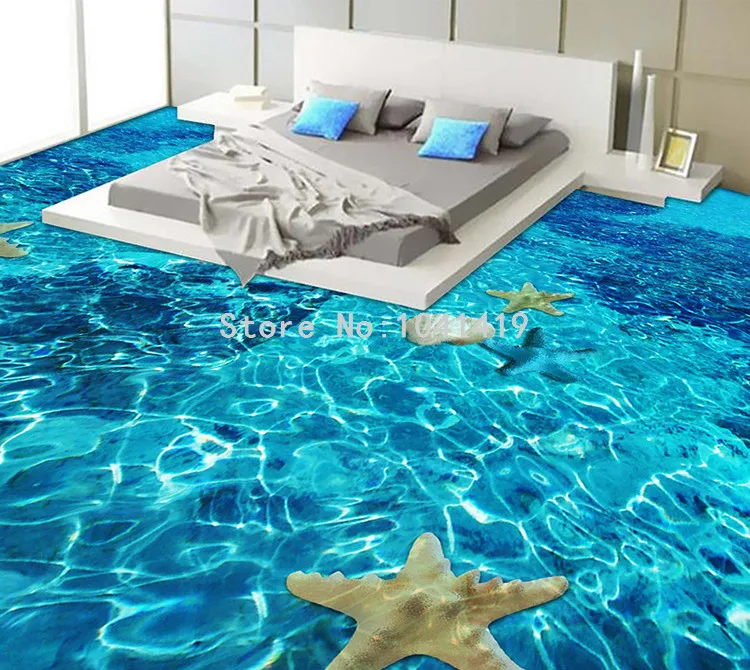 3D стерео морская Морская звезда, обои для пола, спальни, ванной комнаты, ПВХ, самоклеющиеся, водонепроницаемые, одежда, 3D плитка для пола, Фреска, Papel De Parede