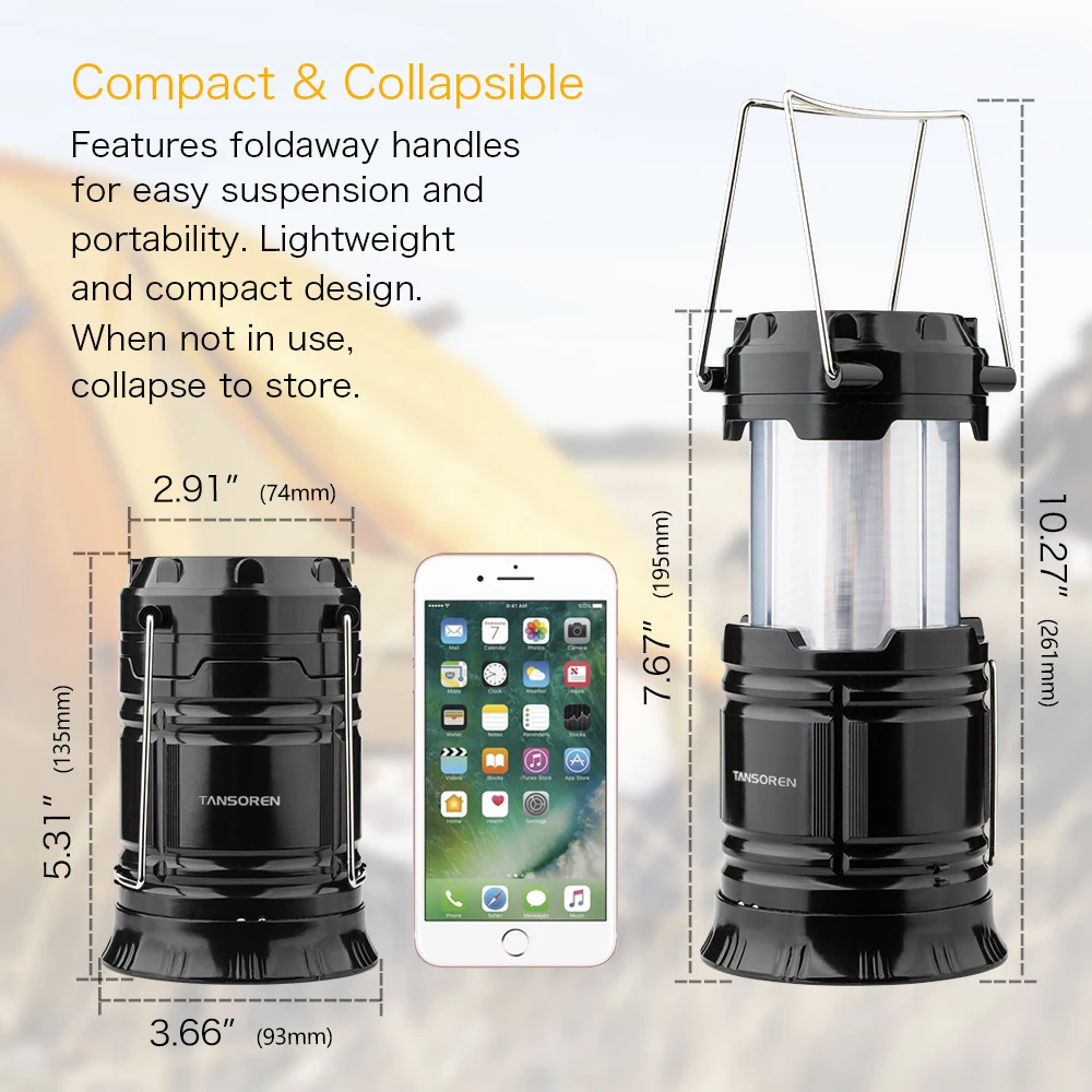 JONCSON Portable White and Beating Flame LED Light Camping Lantern Handheld Flashlight with S&quot 3 AA Batteries for Emergency | Лампы и