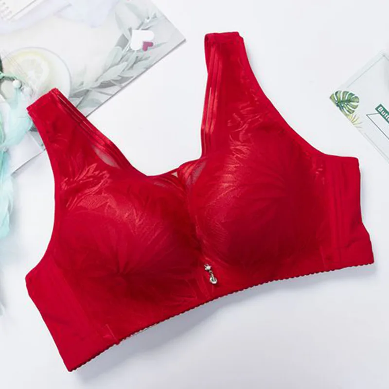 

Sanderala Sexy Women C D Cup Plus Size Wireless Deep V Transparent Underwear Lace Push Up Brassiere Elegant Female Lingerie