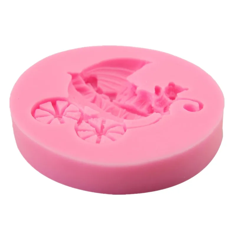 Сахарные детскую коляску Силиконовая Форма Fondant Mold торт декоративные