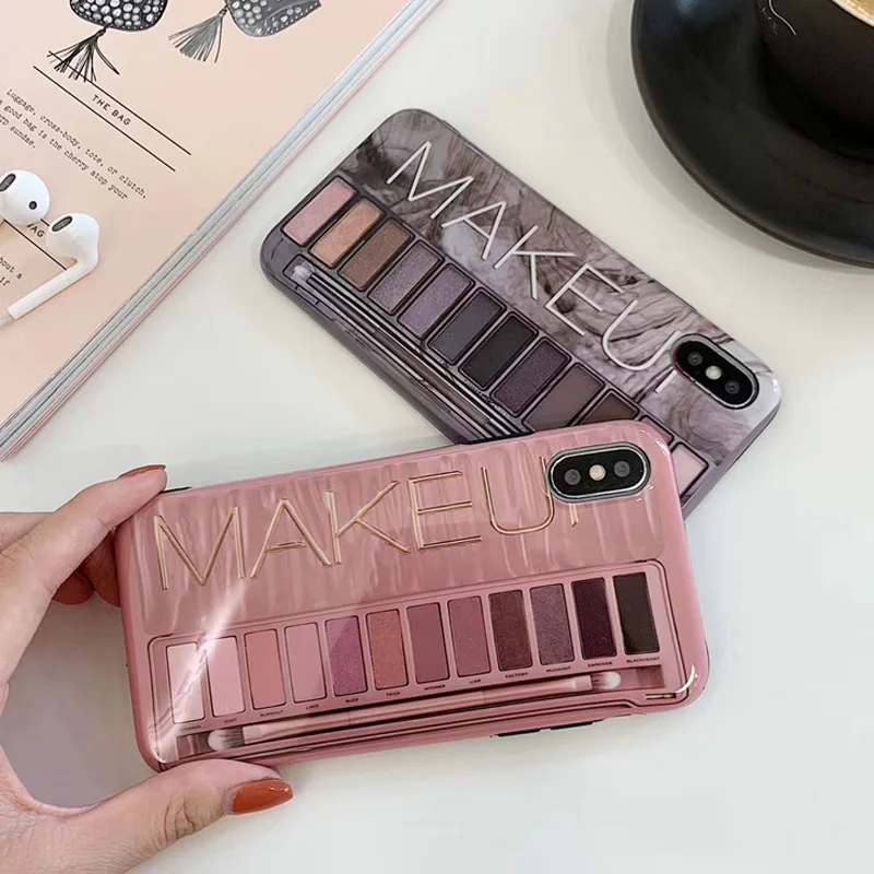 Модный женский чехол с тенями для век iPhone 11 12 PRO X XS Max XR 7 8 6 Plus Блестящий Мягкий