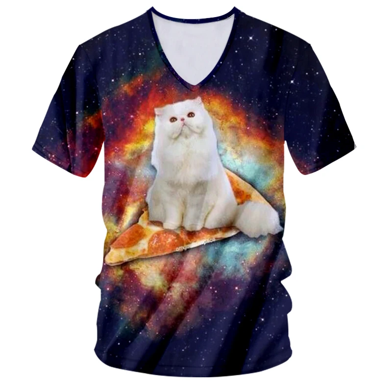 OGKB Мужская футболка с v образным вырезом Забавный принт галактика космос 3D
