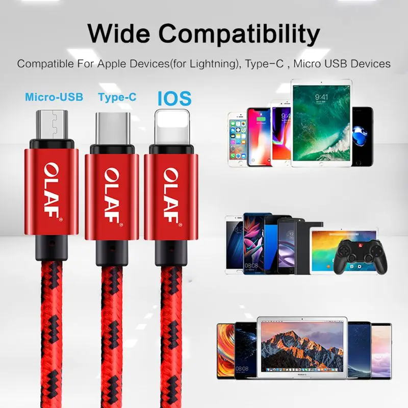Олаф микро USB кабель 3A Быстрая зарядка микро зарядное устройство для samsung Xiaomi Redmi Note 5 Pro 7 USB шнур нейлоновый телефонный кабель для передачи данных 1 м 2 м