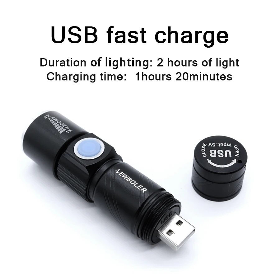NEWBOLER USB Перезаряжаемый велосипедный фонарь 2000 люмен велосипедная фара Zoom фонарик