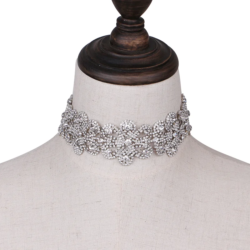 Женское винтажное ожерелье JUJIA чокер с цветами и стразами N1405|fashion choker|rhinestone