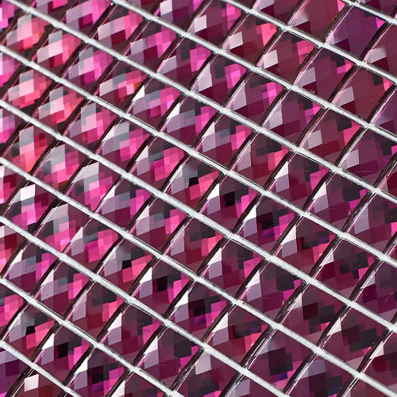 Purple 11 PCS 13 краев со скошенным кристаллом, алмазная блестящая зеркальная стеклянная мозаичная плитка для выставочного зала, настенная наклейка KTV, витрина для шкафа, сделай сам, украшение - Цвет: Purple 11 PCS