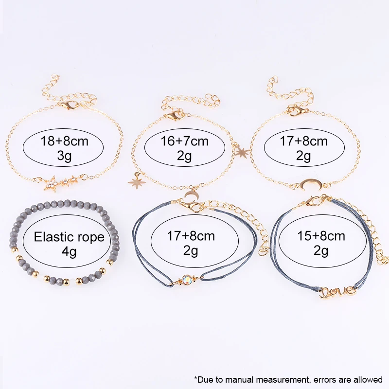 Браслет-цепочка женский HOCOLE богемный со звеньями и кристаллами 6 шт./партия